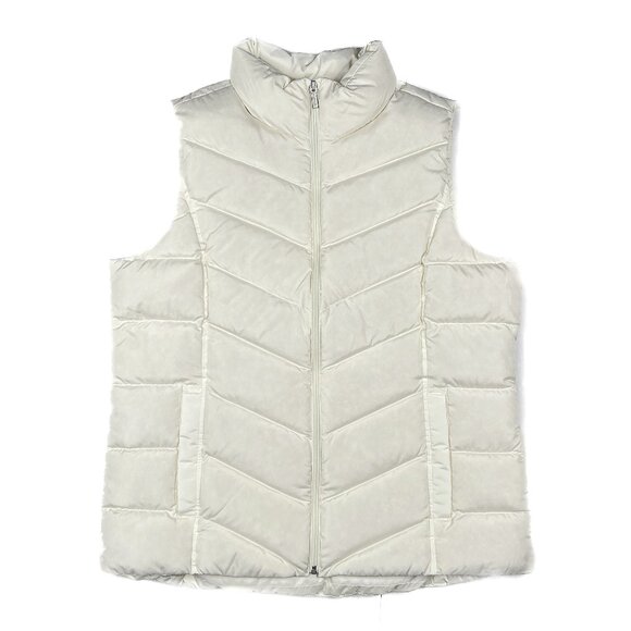 Lands' End Hyperdry Goose Down Feather 600 Fill Quilted Zip Vest Ivory XLT NWT - Picture 2 of 12